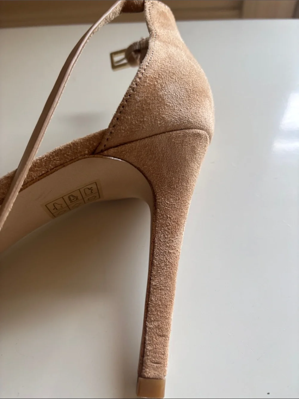 ALDO Tan Suede Ankle-Strap Stiletto Sandals